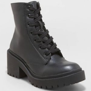Black Leather Combat Boots